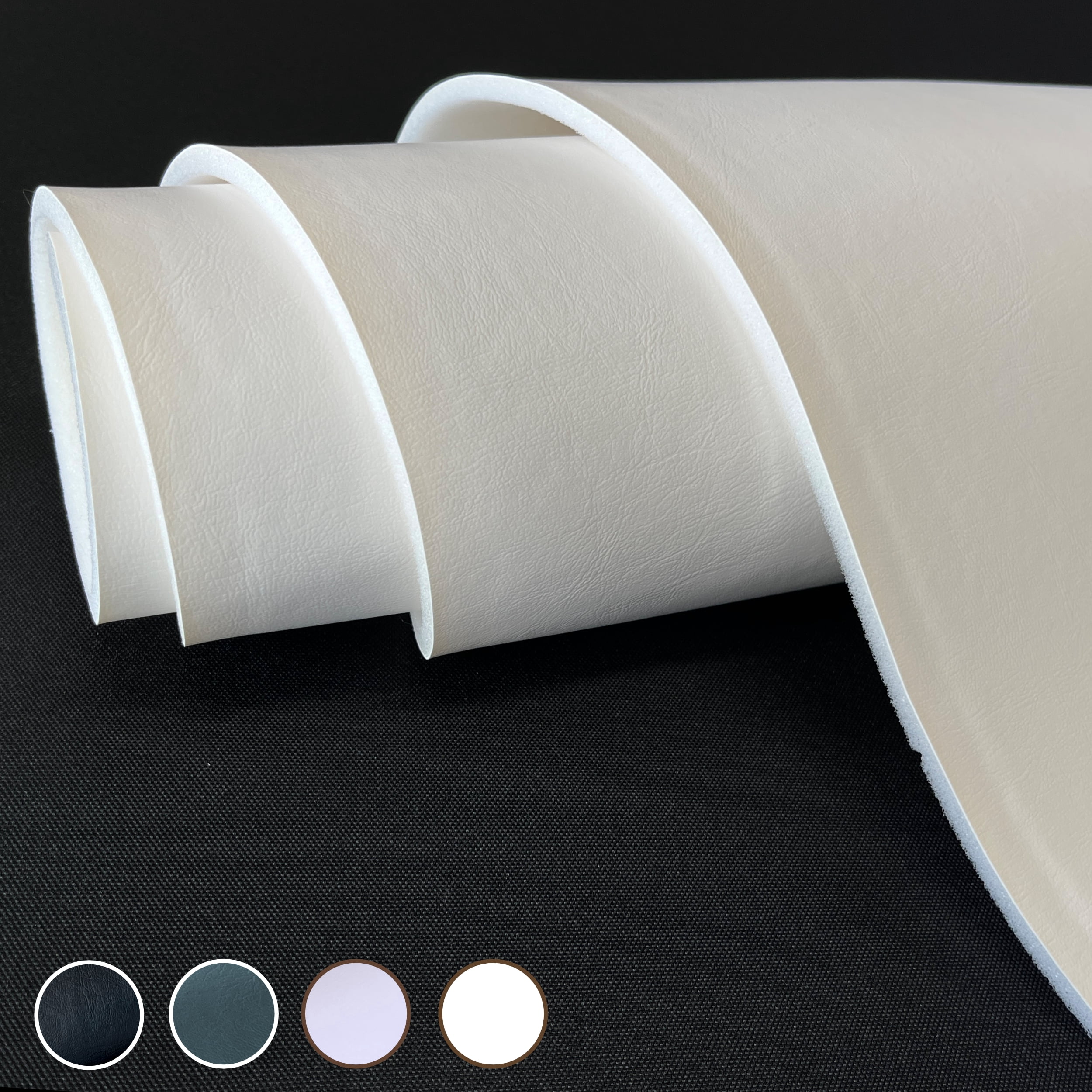 Marine Grade Vinyl Upholstery Bonded Fabric with 1/4” Foam Backing- 54” Wide Heavy Duty UV Resistant Waterproof Faux Leather for Boat Seats, Auto Interiors, & Outdoor Furniture by the Yard (White)