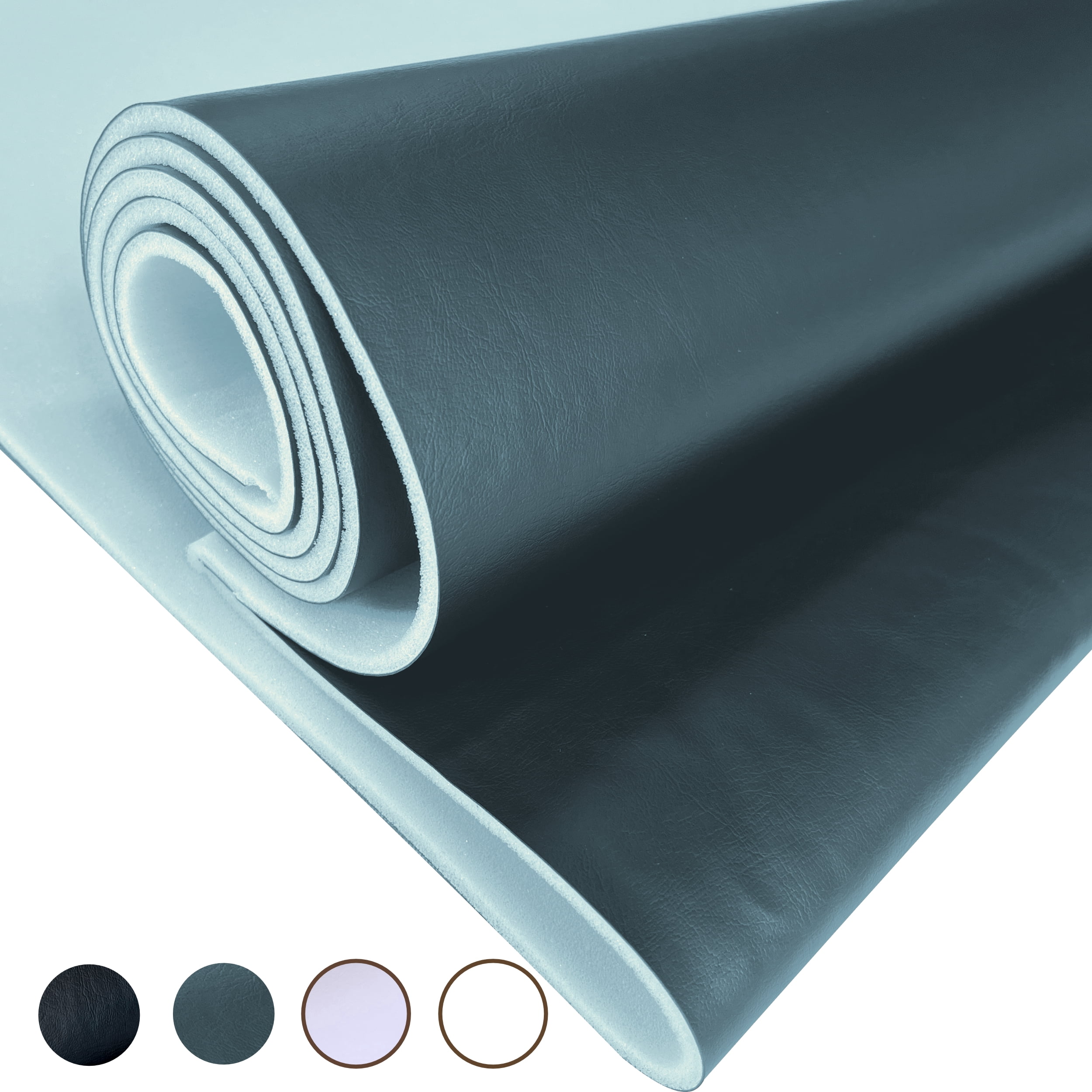 Marine Grade Vinyl Upholstery Bonded Fabric w 1/4” Foam Backing- 54” Wide Heavy Duty UV Resistant Waterproof Faux Leather for Boat Seats, Auto Interiors, & Outdoor Furniture by the Yard (Charcoal)