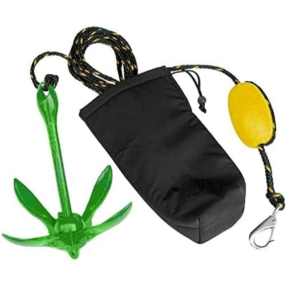 Marine Green Kayak Anchor Kits 7 lb Folding Anchor Accessories with 50 ft Rope for Fishing Kayaks, Canoe, Jet Ski, SUP Paddle Board and Small Boats$$Watercraft