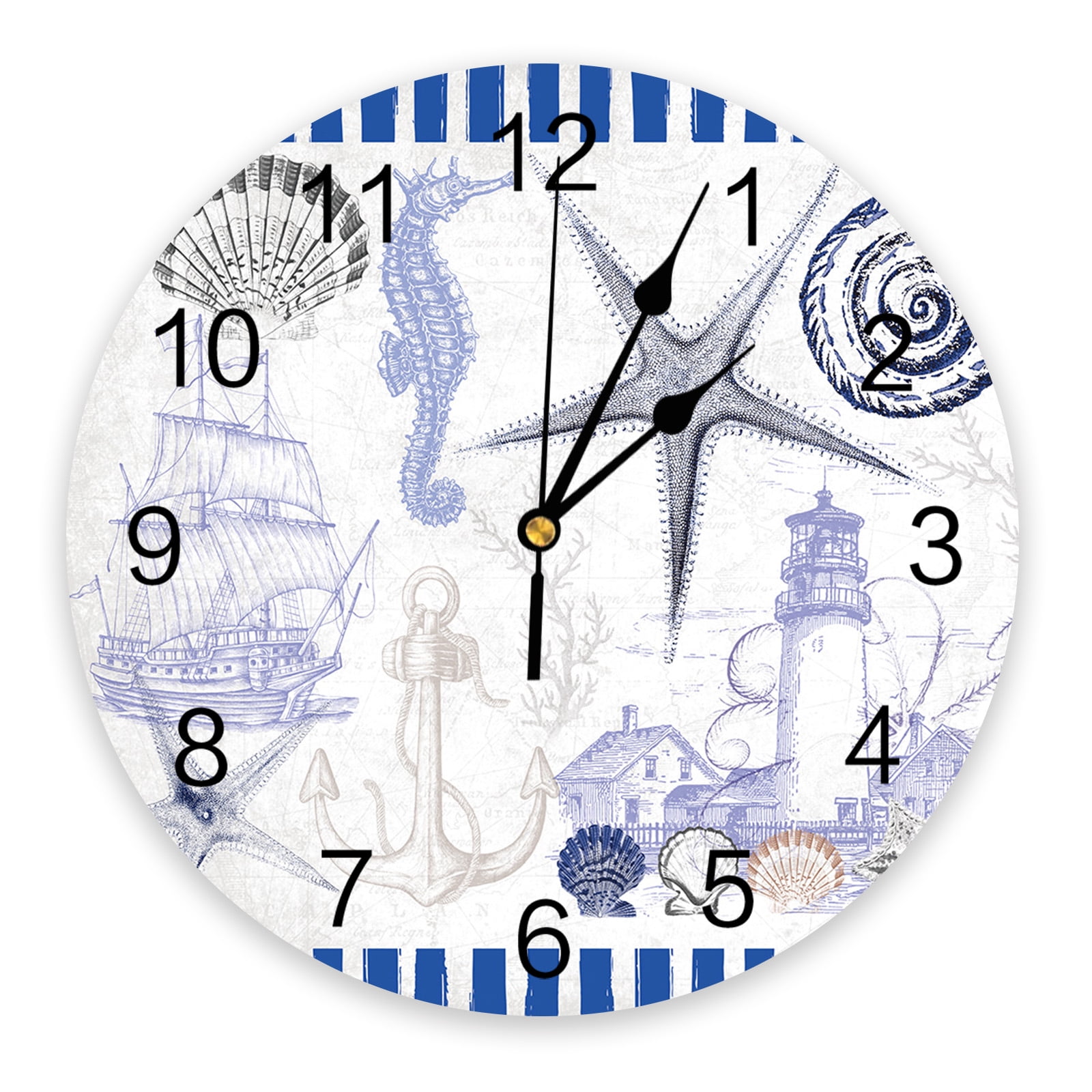 Marine Hippocampus Seaweed Compass Clocks Modern Design Home Decor Wall ...