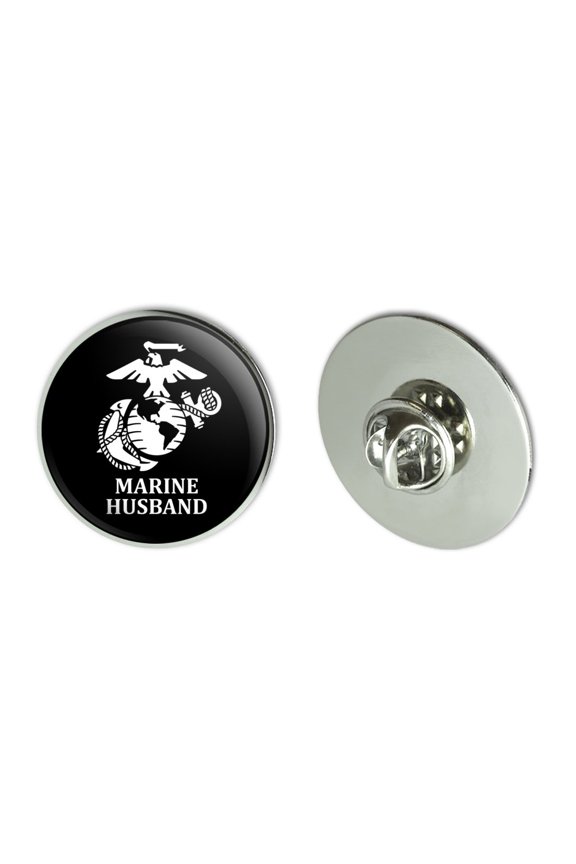 Marine Husband USMC White on Black Officially Licensed Metal 1.1" Tie Tack Hat Lapel Pin Pinback