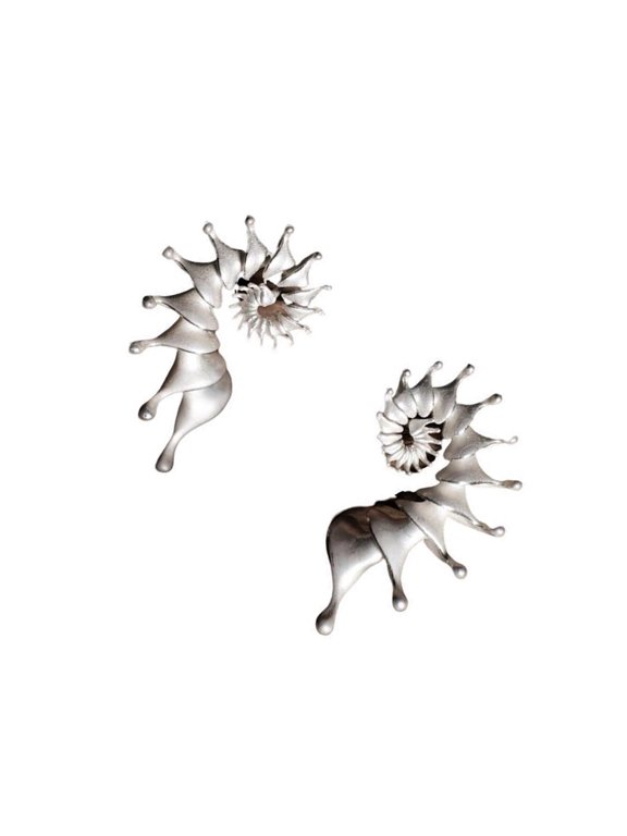 Marine Inspired Dimensional Conch Ear Studs Sophisticated Alloy Minimalist Matte Jewelry Gift for Her Casual or Formal Outfits