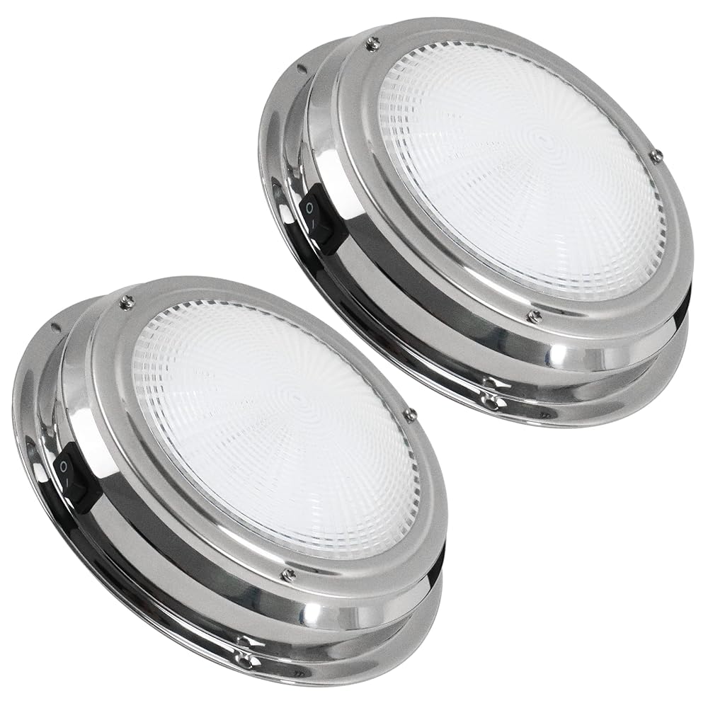 Marine Interior Dome Light, 2 Pack, 6 Inch Boat Ceiling Lights, Round
