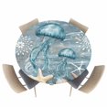 thumbnail image 1 of Marine Jellyfish Starfish Coral Fitted Round Tablecloths Elastic Edged Table Covers 55"-60",Retro Underwater Life Shell Waterproof Dining Room Kitchen Table Cloth for Holiday Party Tables Decor, 1 of 8