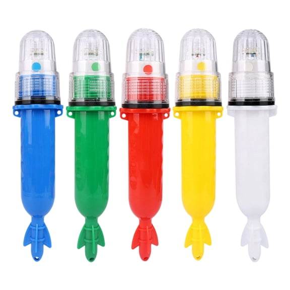 Marine LED Fish Light 10.24in IP68 Waterproof 5-Color Signal Warning Navigation Buoy Flashing Light A 1pc