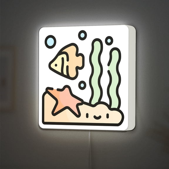 Marine LED Lightbox - Nature Aquatic Starfish Sea Life Decor, Custom Led Sign for Home Office Shop Decor (Width 16 inch, 40cm)