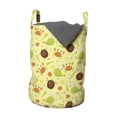 thumbnail image 1 of Marine Laundry Bag, Continuous Cartoon with Whale Crab Turtle and Shells, Hamper Basket with Handles Drawstring Closure for Laundromats, 13" x 19", Yellow Multicolor, by Ambesonne, 1 of 4