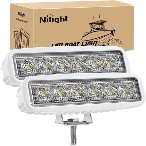 Marine Led Light Bar 2PCS 18w White 150 Flood Beams Ponton Boat Deck Dock Lights IP67 Waterproof for Night Fishing T-top Stern Yacht Kayak Port Sailboat