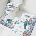 thumbnail image 1 of Marine Life Bathroom Rugs Set Sea Turtles Coral Shell Summer Cartoon Ocean Non Slip Absorbent Soft Bath Mats 3 Piece Set with Bathroom Rug, U-Shaped Floor Mat, Toilet Seat Cover Large Size, 1 of 9