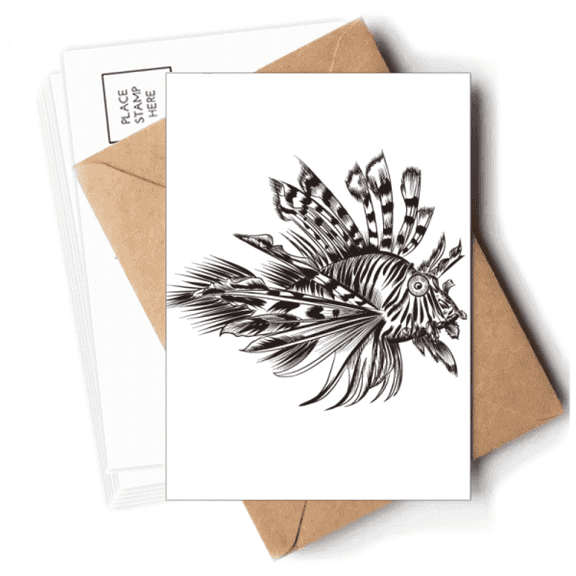 Marine Life Black Fish Illustration Postcards Envelopes Blank Note Cards Mailing