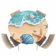 thumbnail image 1 of Marine Life Conch Shell Starfish Fitted Round Tablecloths Elastic Edged Table Covers 55"-60",Seaside Ocean Sand Beach Waterproof Dining Room Kitchen Table Cloth for Holiday Party Tables Decor, 1 of 8