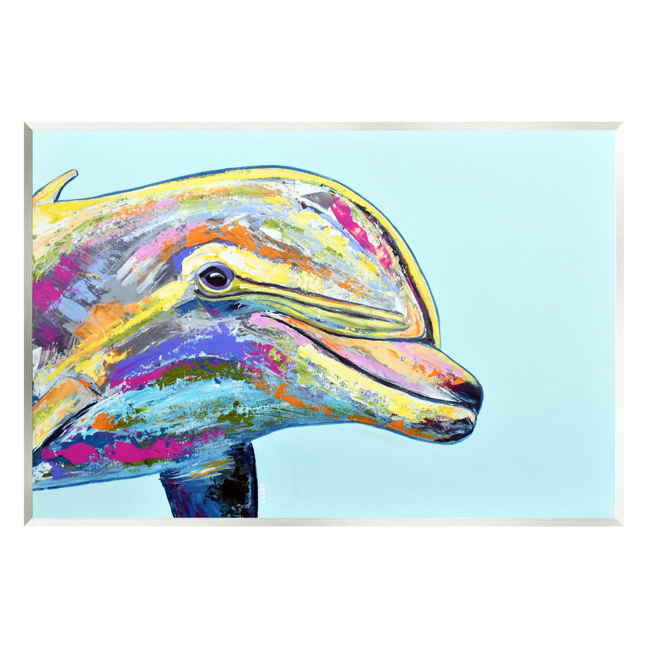 Marine Life Dolphin Turquoise Accent Animals & Insects Graphic Art Unframed Art Print Wall Art