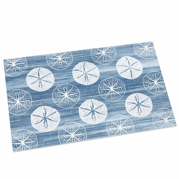 Marine Life Door Mat 16x24 Inch Summer Beach Sea Biscuit Light Blue Sand Dollar Entryway Rug with Non-Slip Rubber, Front Door Mat Indoor Floor Mats for Living Room Bathroom Bedroom Home Office