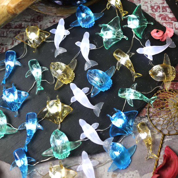 Marine Life Fairy String Lights Nautical Decor 30 LED 10ft USB Operated 4 Sea Creatures