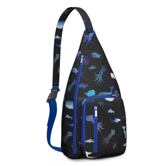 Marine Life Fantasy Sling Bag - Shark, Dolphin & Whale Print Crossbody Pack (Ocean Adventure Essential)