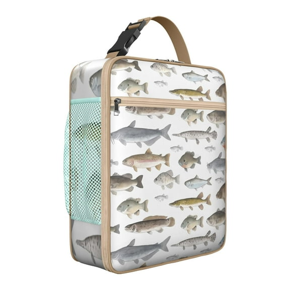 Marine Life Fish Lunch Box Gift Set, Insulated Reusable Cooler Bag for Ocean Lovers - Leakproof Beach & Fishing Lunch Tote for Daily Commute
