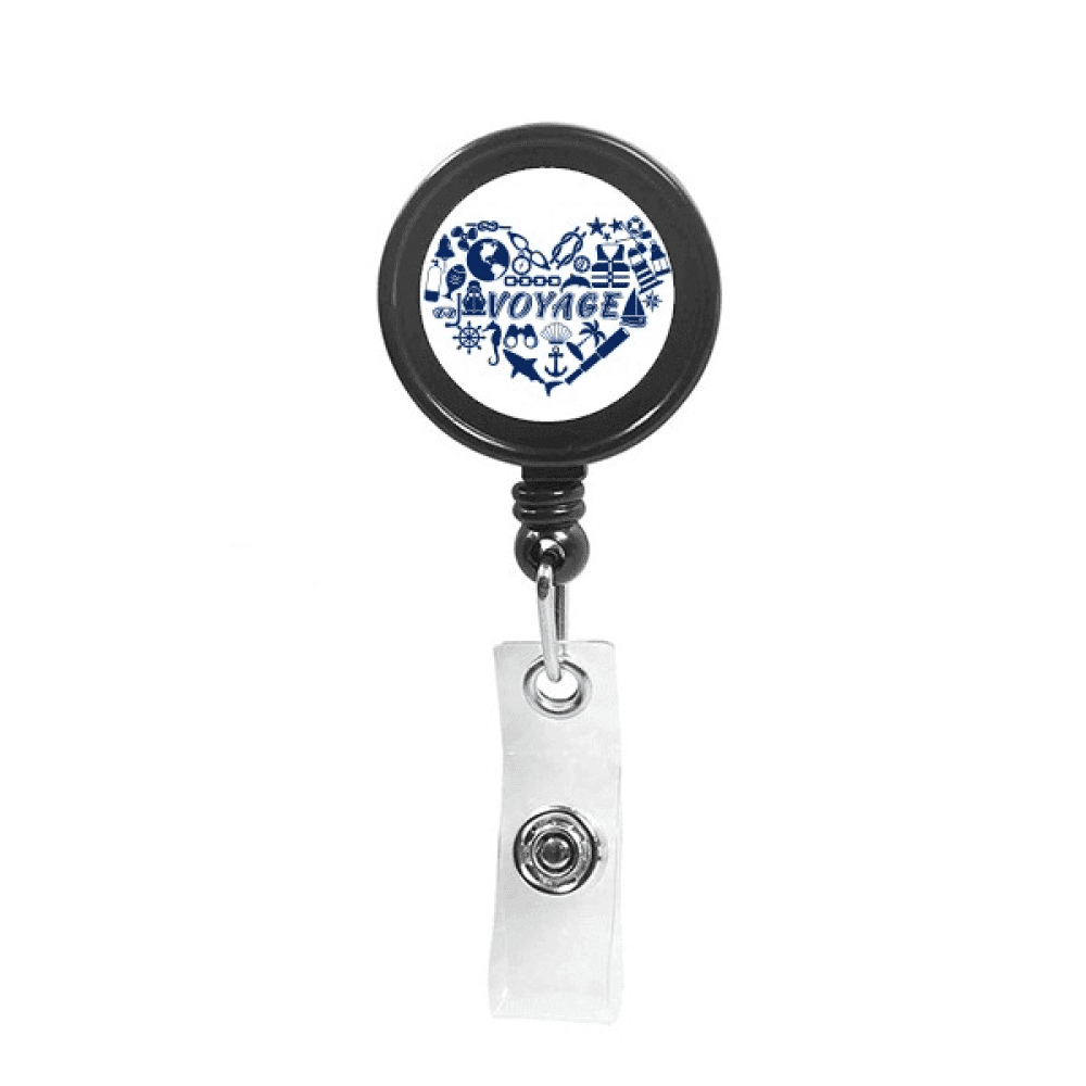 Marine Life Heart Navigation Equipment Retractable Keychain Badge Holder ID Badge