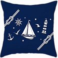 thumbnail image 1 of Marine Life for Home Sofa Couch Decor Pillow Cover Nautical Theme Sail Boat Pattern Cushion Cases Standard Super Soft Pillow Sham 18x18 Inch (Sea Mew and Rudder), 1 of 4