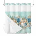 thumbnail image 1 of Marine Life No Hook Shower Curtain with Snap in Liner Blue Shell Coral Starfish Eucalyptus Leaves Green Background Waterproof Bathroom Shower Curtain with See Through Top Window for Bathtub 72" x 78", 1 of 9