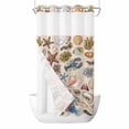 thumbnail image 1 of Marine Life No Hook Shower Curtain with Snap in Liner Retro Sea Star Coral Shell Crab Linen Texture Waterproof Bathroom Shower Curtain with See Through Top Window for Bathtub 54" x 78", 1 of 9