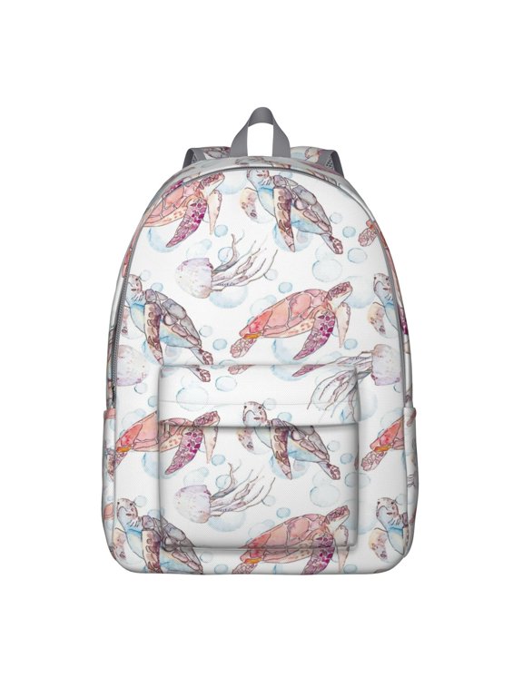 Marine Life Inspired School Laptop Backpack, Lightweight Turtle Print College Bookbag, Durable & Waterproof with Multi-Pockets for Daily Use