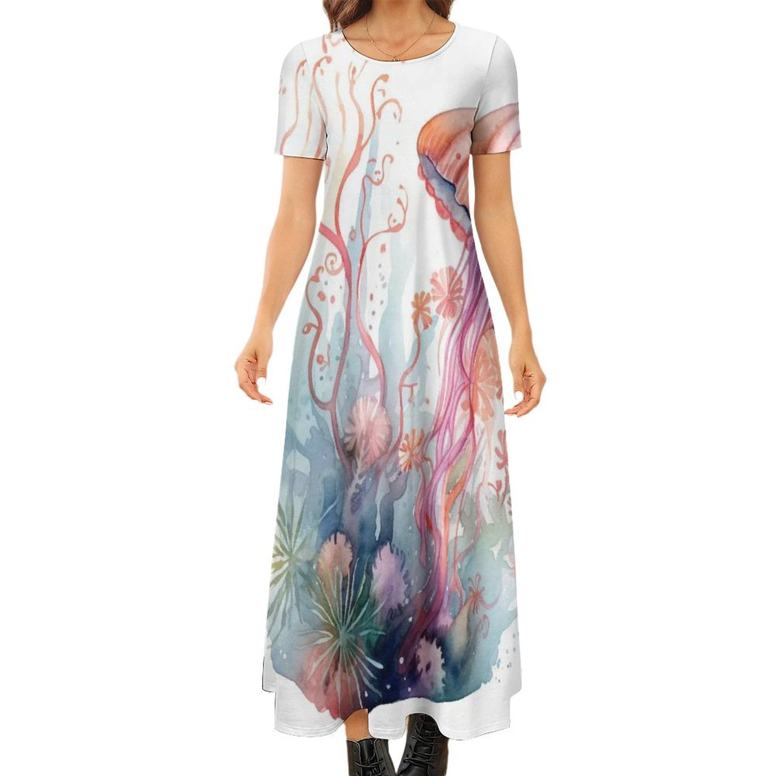 ELASTIC LONG SLEEVE DRESS MAXI (WILD SEA)