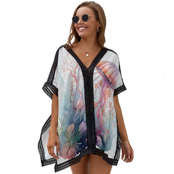 Marine Life Jellyfish Women's Swimsuit Coverup Summer Beach Cover Up Bathing Suit Dress