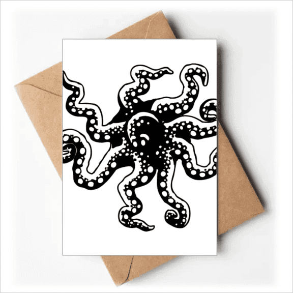 Marine Life Octopus Black Illustration Greeting Cards You are Invited Invitations