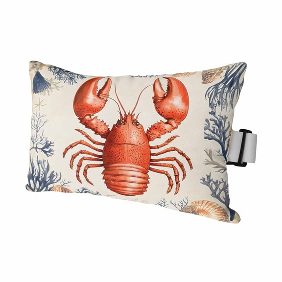 Marine Life Outdoor Chaise Lounge Pillows Red Lobster Shell Seaweed Lumbar Pillows with Insert Adjustable Elastic Strap Headrest Pillow for Recliner Patio Chair 1 Pack 11x16 Inch