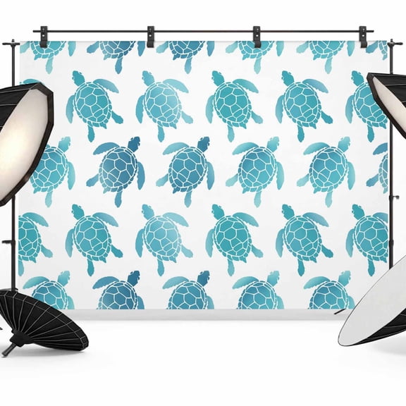 Marine Life Photography Backdrop 7x5FT, Blue Green Sea Turtle Gradient Ocean Animal Photo Backdrops, Background for Photography Studio Photo Studio Background, Back Drop for Photoshoot
