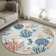 thumbnail image 1 of Marine Life Round Living Room Rugs 3.3 ft, Watercolor Seahorse Coral Starfish Gradient Blue Yellow Washable Area Rug with Non-Slip Sturdy Edge Binding Round Front Door Mat Floor Carpet for Entryway, 1 of 9