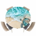 thumbnail image 1 of Marine Life Sea Turtle Beach Scene Fitted Round Tablecloths Elastic Edged Table Covers 45"-54",Seaside Ocean Waves Waterproof Dining Room Kitchen Table Cloth for Holiday Party Tables Decor, 1 of 8