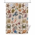 thumbnail image 1 of Marine Life Shower Curtain, Retro Sea Star Coral Shell Crab Linen Texture Waterproof Shower Curtain Set with 12 Hooks Lightweight Bath Curtains Fabric Bathroom Decor 36x72 Inches, 1 of 9