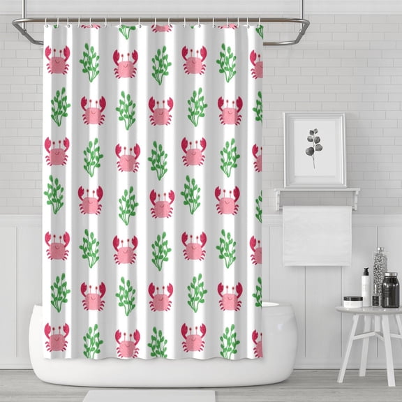 Marine Life Shower Curtain - Vibrant Crab & Tropical Ocean Art, Waterproof Reusable Bathroom Decor for Coastal Homes,72x72in