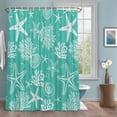 thumbnail image 1 of Marine Life Shower Curtains for Bathroom, Starfish Coral Shell Gradient Green Ocean Washable Fabric Shower Curtain with Hooks Waterproof Bathroom Decor Sets, 48 x 72 Inches, 1 of 9
