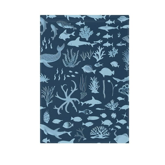Marine Life Silhouettes Garden Flag 12X18 Double Sided Yard Flags for Outside Outdoor All Seasonal Decoration