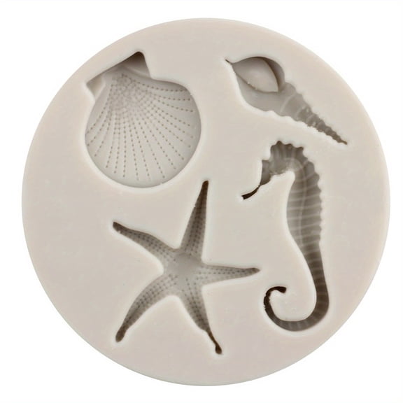 Marine Life Silicone Mold Set - Seahorse Seaweed Fish Crab Coral Conch Shell Turtle Shapes for Gummy Candy Chocolate Fondant Polymer Clay Baking Crafting