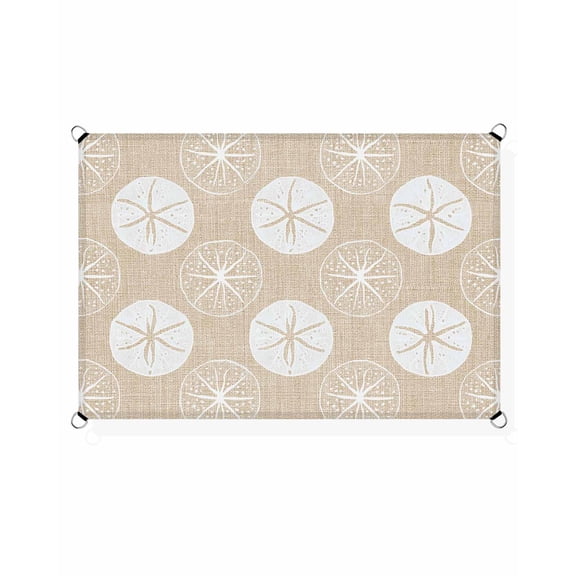 Marine Life Sun Shade Sail 6.5'X10' Summer Beach Sea Biscuit Sand Dollar Linen Texture UV Block Outdoor Sail Shades Breathable Waterproof Rectangular Sunshade for Patio Garden Pool Pergola Porch