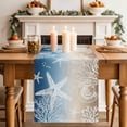 thumbnail image 1 of Marine Life Table Runner, Starfish Shell Coral Gradient Blue Brown Ocean Cotton Linen Kitchen Table Decoration Washable Dining Tabletop Runners for Home Party Decor 18x72 Inches, 1 of 9