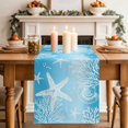 thumbnail image 1 of Marine Life Table Runner, Starfish Shell Coral Gradient Blue Ocean Cotton Linen Kitchen Table Decoration Washable Dining Tabletop Runners for Home Party Decor 14x72 Inches, 1 of 9