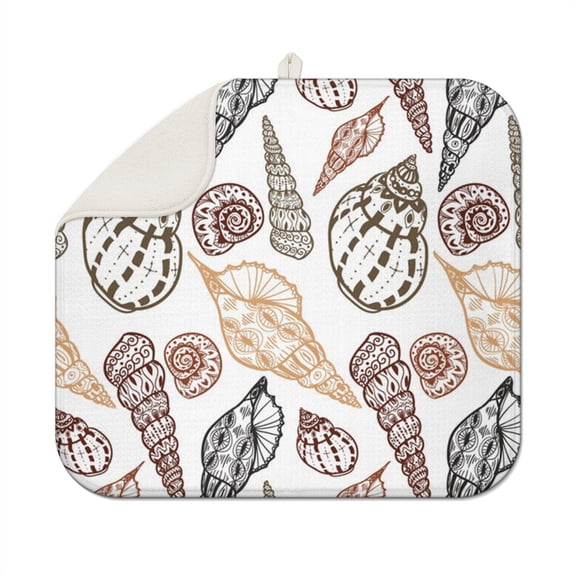 Marine Life Themed Absorbent Drying Mat - Multipurpose Microfiber Sink Pad with Coral and Shell Design