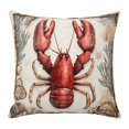 thumbnail image 1 of Marine Life Throw Pillow Cover Shell Red Lobster Coral Cotton Linen Cushion Cover Throw Pillow Case with Invisible Zipper for Couch Sofa Bed Chair Car 18x18 Inch, 1 of 14