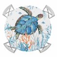 thumbnail image 1 of Marine Life Turtle Elastic Fitted Round Table Cover Starfish Blue Coral Waterproof Outdoor Tablecloth for Holiday Party, Picnic, Patio & Dining Fits Tables Up to 45"-54", 1 of 8