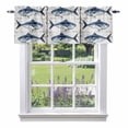 thumbnail image 1 of Marine Life Valance Curtain Vintage Blue Tuna Oil Painting Wood Texture Window Valances Rod Pocket Short Curtains Window Treatments for Kitchen Bedroom Bathroom Laundry 56" x 16", 1 of 9
