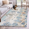 thumbnail image 1 of Marine Life Washable Area Rugs 3'x5', Ocean Seahorse Coral Starfish Seashell Coastal Wooden Low Pile Throw Living Room Rug Non-Slip Sturdy Edge Binding Carpet for Indoor Entryway Bedside Kitchen, 1 of 9