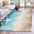 thumbnail image 1 of Marine Life Washable Area Rugs 3'x5', Starfish Shell Coral Gradient Green Brown Ocean Low Pile Throw Living Room Rug Non-Slip Sturdy Edge Binding Carpet for Indoor Entryway Bedside Kitchen, 1 of 9