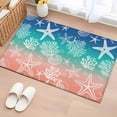 thumbnail image 1 of Marine Life Washable Small Entryway Area Rugs 2'x3', Starfish Shell Coral Gradient Blue Green Red Ocean Low Pile Throw Rug Non-Slip Sturdy Edge Binding Carpet for Front Door Floor Room Entry, 1 of 9
