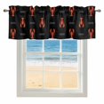 thumbnail image 1 of Marine Life Window Valance for Kitchen, Red Lobster Ocean Wave Abstract Summer Black Rod Pocket Short Curtain for Small Windows, Light Filtering Decorative Valance, 42 x 12 Inch, 1 of 9
