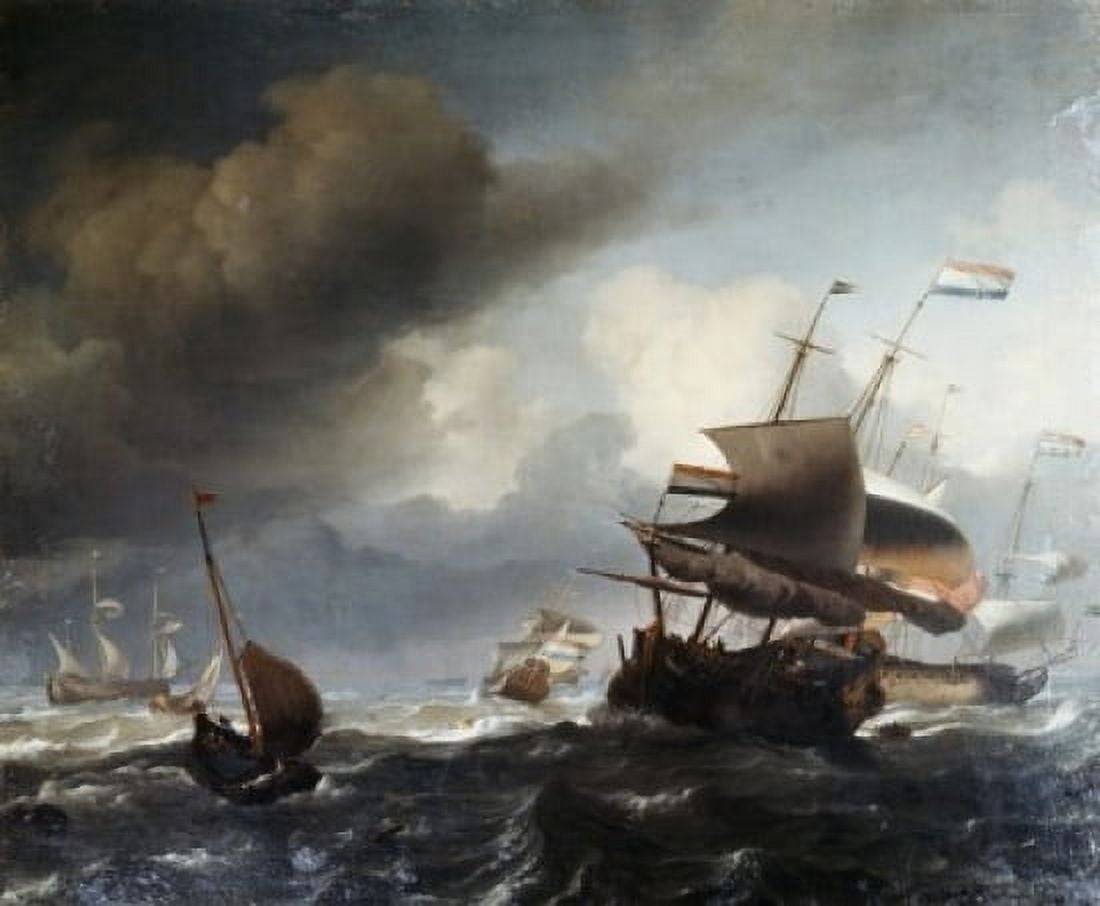 Marine Ludolf Bakhuyzen (1631-1708 Dutch) Canvas Art - Ludolf Bakhuyzen (24 x 36)