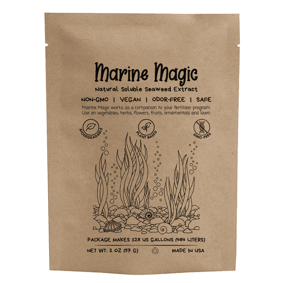 Marine Magic Organic Seaweed Fertilizer for Vegetables, Fruits, Herb & Lawn - 2 oz Makes 128 G Kelp Liquid
